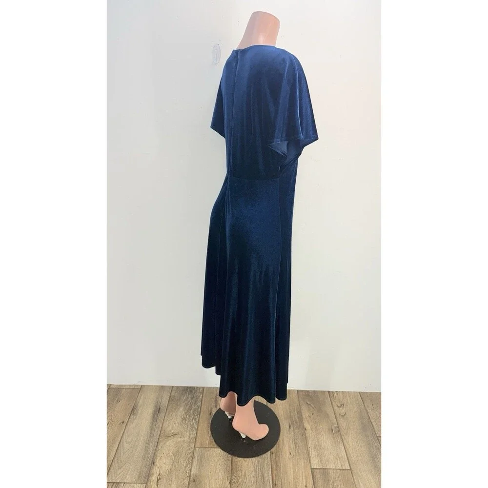 Taylor Womens Dress Blue Velvet Evening Flare Size 14 - Picture 3 of 15